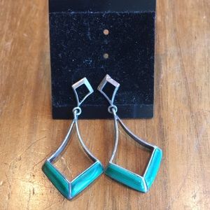 Vintage 1983 Sterling silver & Malachite Earrings